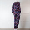 Ridley Blue Pink Floral Silk Satin Jumpsuit