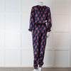 Ridley Blue Pink Floral Silk Satin Jumpsuit