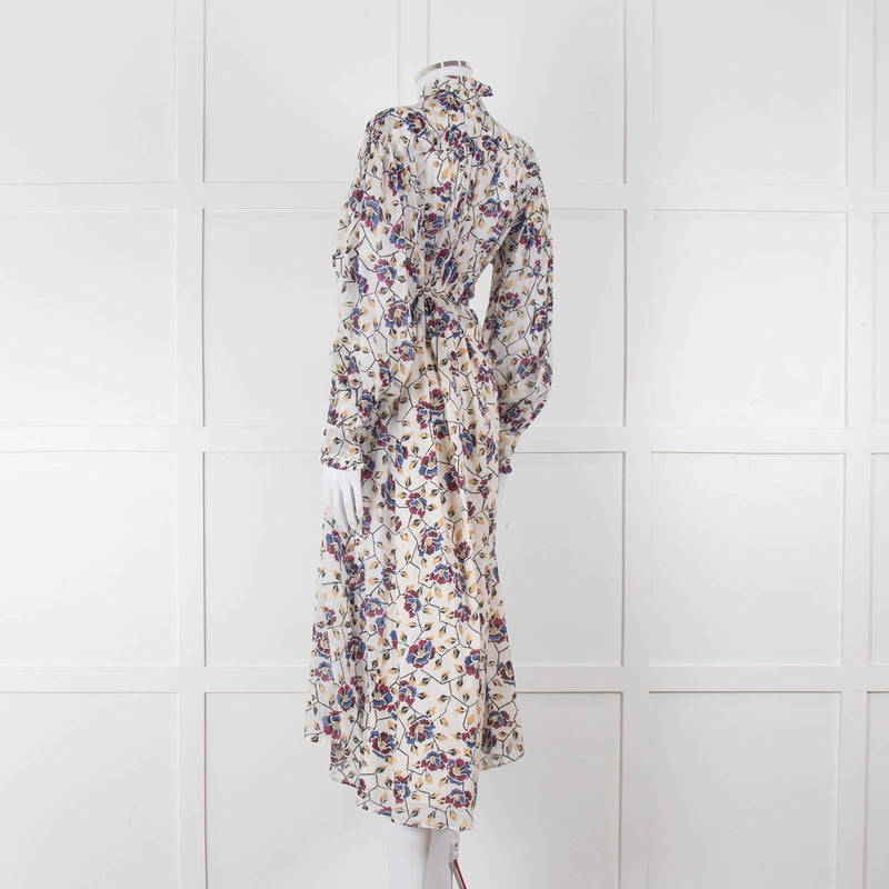 Isabel Marant Etoile White Blue Red Floral Wrap Cotton Dress