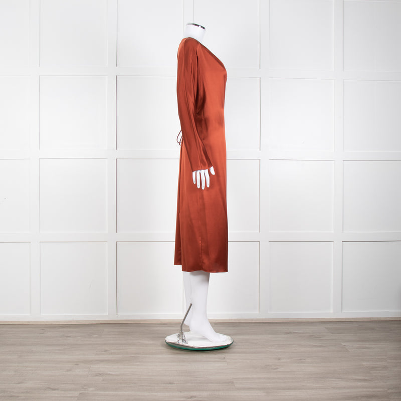 Vince Rust Coloured Silk Wrap Dress
