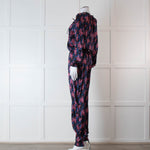 Ridley Blue Pink Floral Silk Satin Jumpsuit