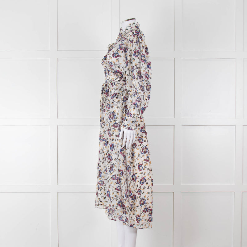 Isabel Marant Etoile White Blue Red Floral Wrap Cotton Dress