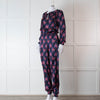 Ridley Blue Pink Floral Silk Satin Jumpsuit