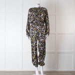 Ridley Black Multi Colour Floral Print Silk Jumpsuit