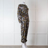 Ridley Black Multi Colour Floral Print Silk Jumpsuit
