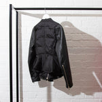 Givenchy Black Leather Sleeve Peplum Jacket