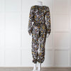 Ridley Black Multi Colour Floral Print Silk Jumpsuit