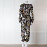 Ridley Black Multi Colour Floral Print Silk Jumpsuit