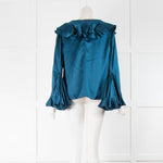 Roksanda Teal Frilled Blouse