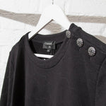 Chanel Black Camelia Cotton Drawstring Sweatshirt