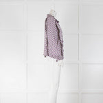 The New Society Cream Purple Flowers Frill Trim Shirt