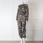 Ridley Black Multi Colour Floral Print Silk Jumpsuit