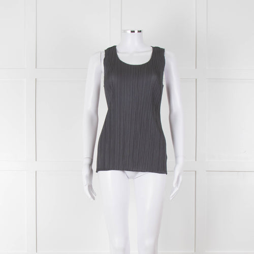 Issey Miyake Pleats Please Grey Pleated Sleeveless Top