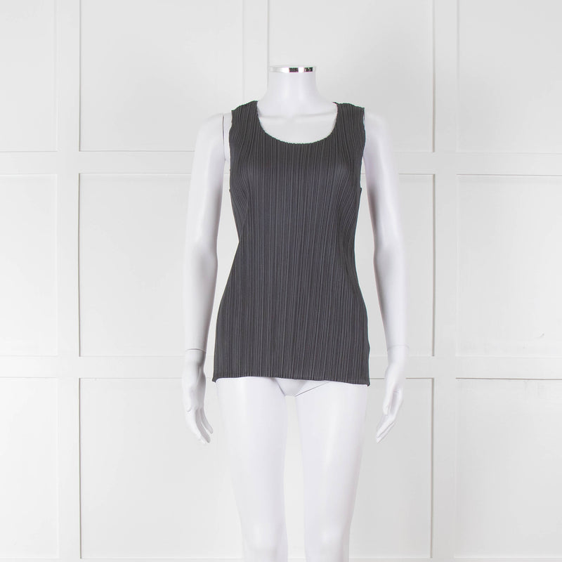 Issey Miyake Pleats Please Grey Pleated Sleeveless Top