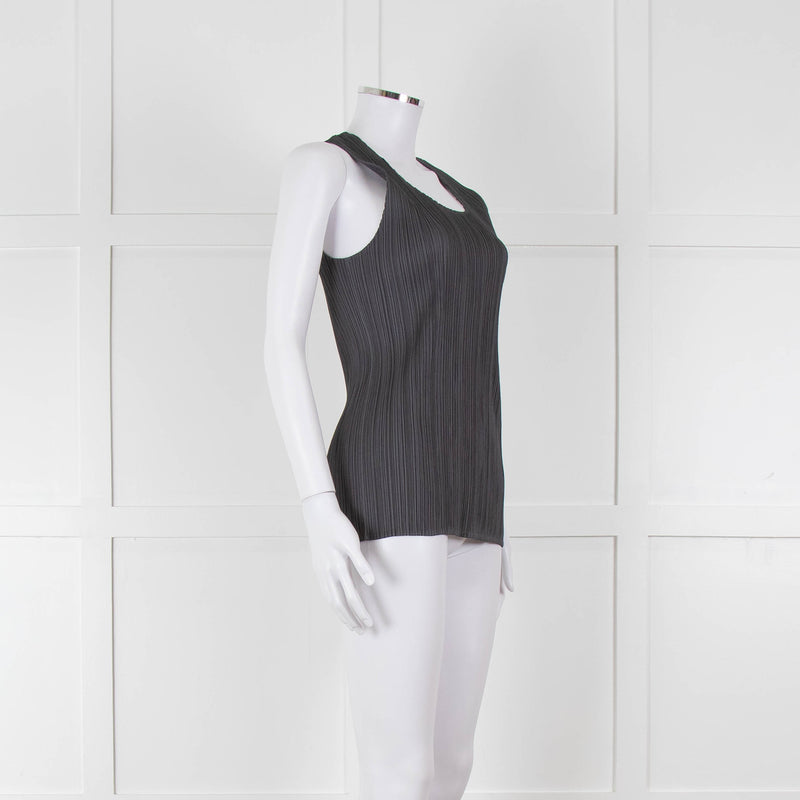 Issey Miyake Pleats Please Grey Pleated Sleeveless Top