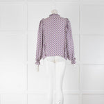 The New Society Cream Purple Flowers Frill Trim Shirt