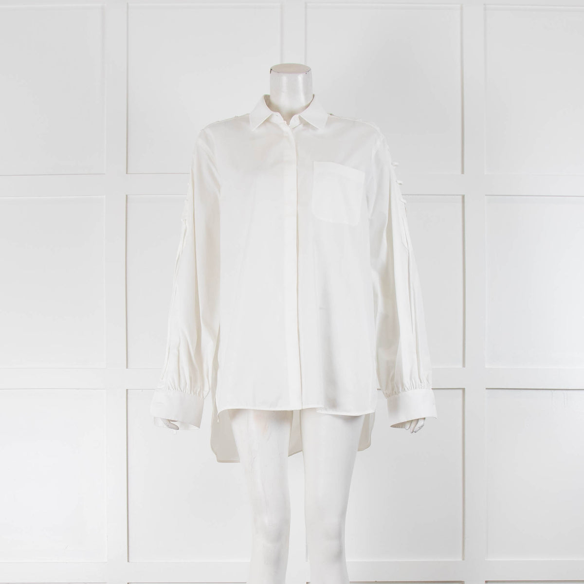 Max Mara White Lace Up Shoulder Shirt