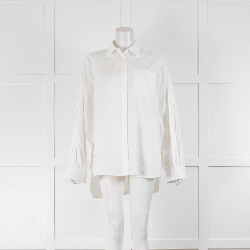Max Mara White Lace Up Shoulder Shirt