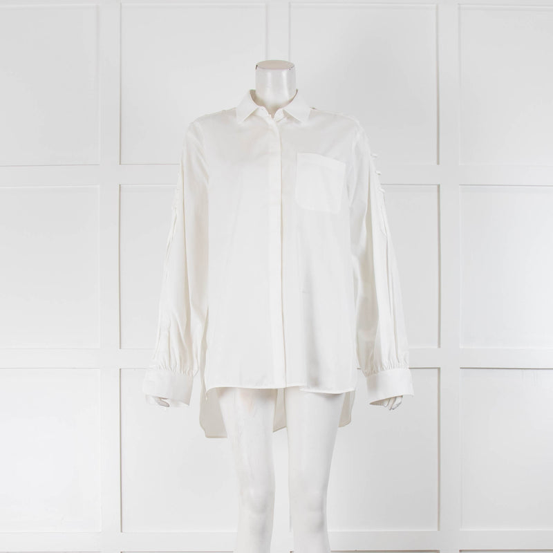 Max Mara White Lace Up Shoulder Shirt