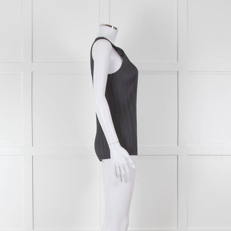 Issey Miyake Pleats Please Grey Pleated Sleeveless Top