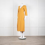 Haight Mustard  Yellow Wrap Dress with 3/4 Sleeves