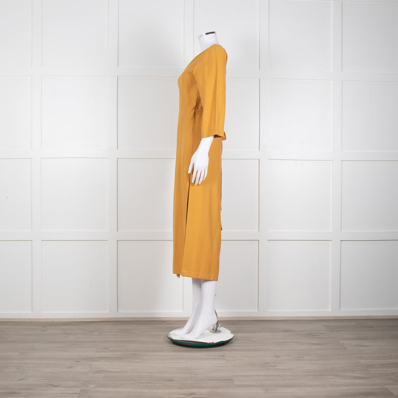 Haight Mustard  Yellow Wrap Dress with 3/4 Sleeves