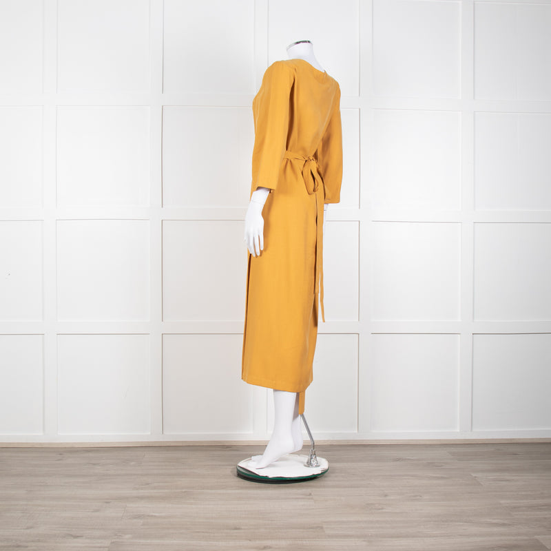 Haight Mustard  Yellow Wrap Dress with 3/4 Sleeves