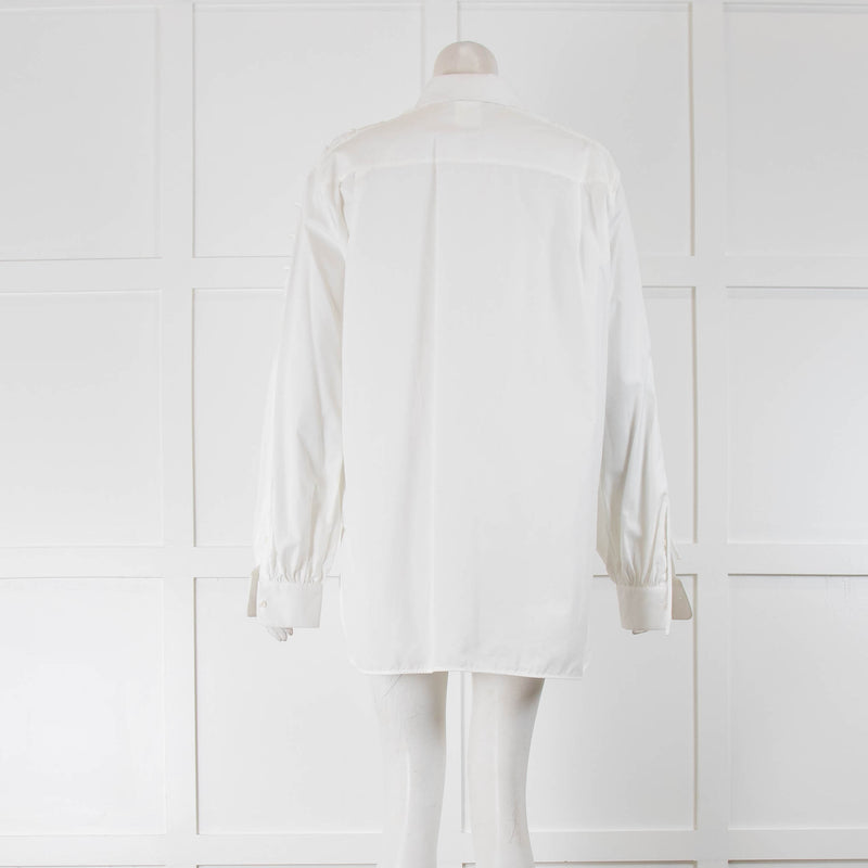 Max Mara White Lace Up Shoulder Shirt