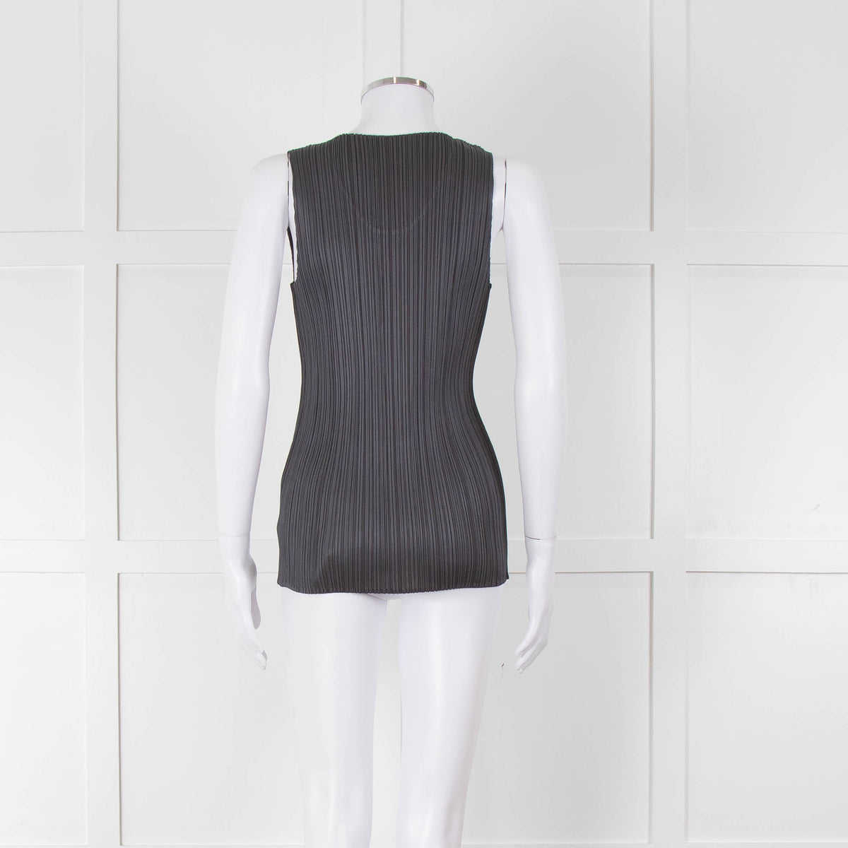 Issey Miyake Pleats Please Grey Pleated Sleeveless Top