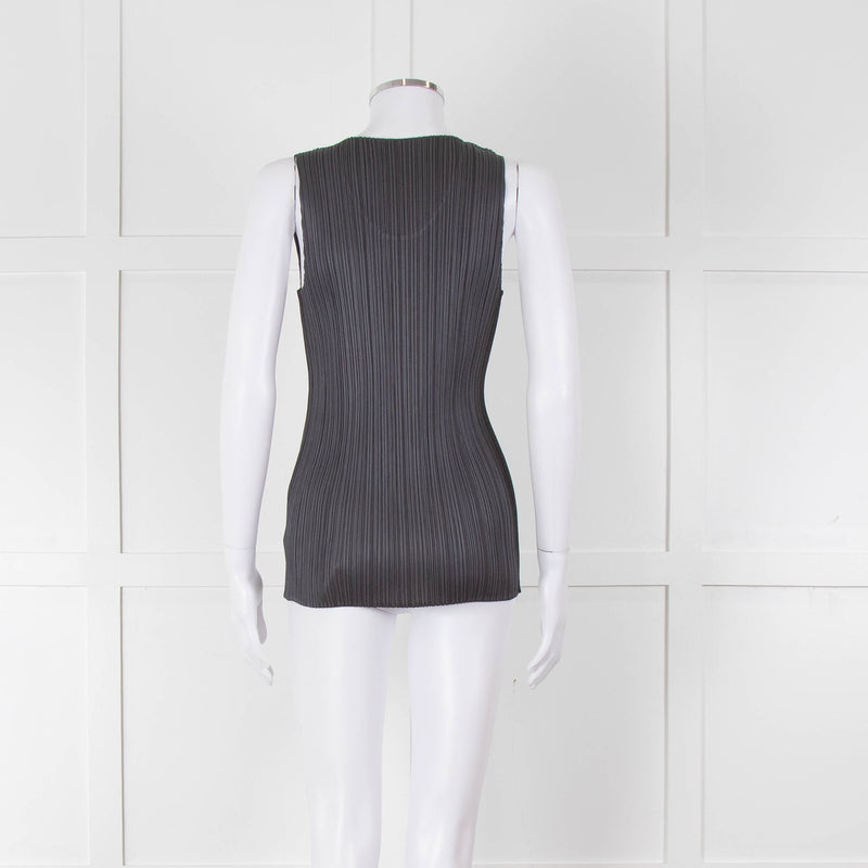 Issey Miyake Pleats Please Grey Pleated Sleeveless Top