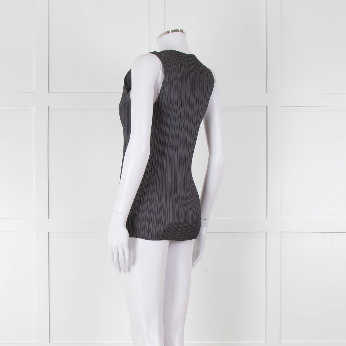 Issey Miyake Pleats Please Grey Pleated Sleeveless Top