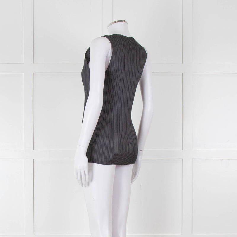 Issey Miyake Pleats Please Grey Pleated Sleeveless Top