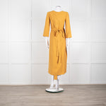 Haight Mustard  Yellow Wrap Dress with 3/4 Sleeves