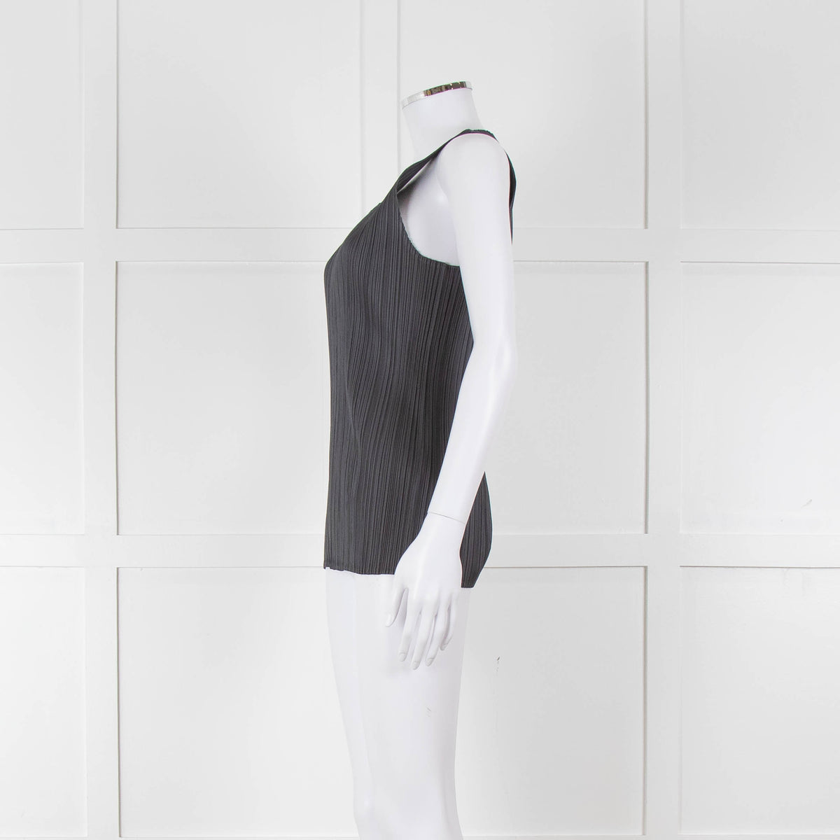 Issey Miyake Pleats Please Grey Pleated Sleeveless Top