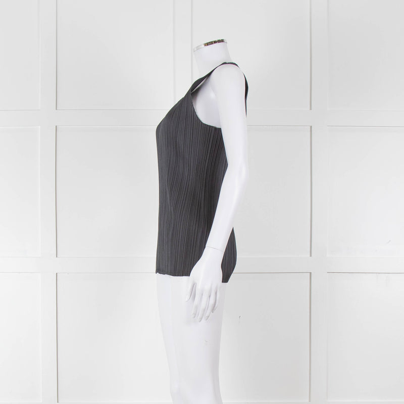 Issey Miyake Pleats Please Grey Pleated Sleeveless Top