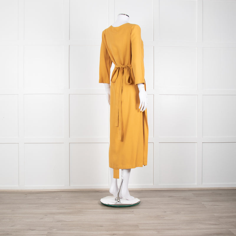 Haight Mustard  Yellow Wrap Dress with 3/4 Sleeves