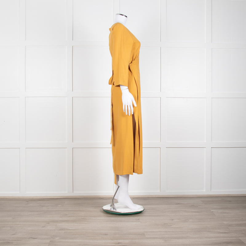 Haight Mustard  Yellow Wrap Dress with 3/4 Sleeves