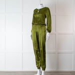 Ridley Green Silk Satin Long Sleeve Jumpsuit