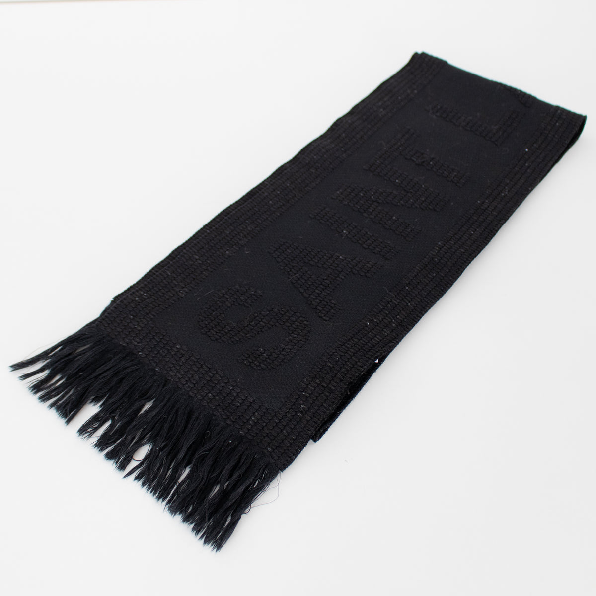 Saint Laurent Fringed Scarf With Logo interwoven