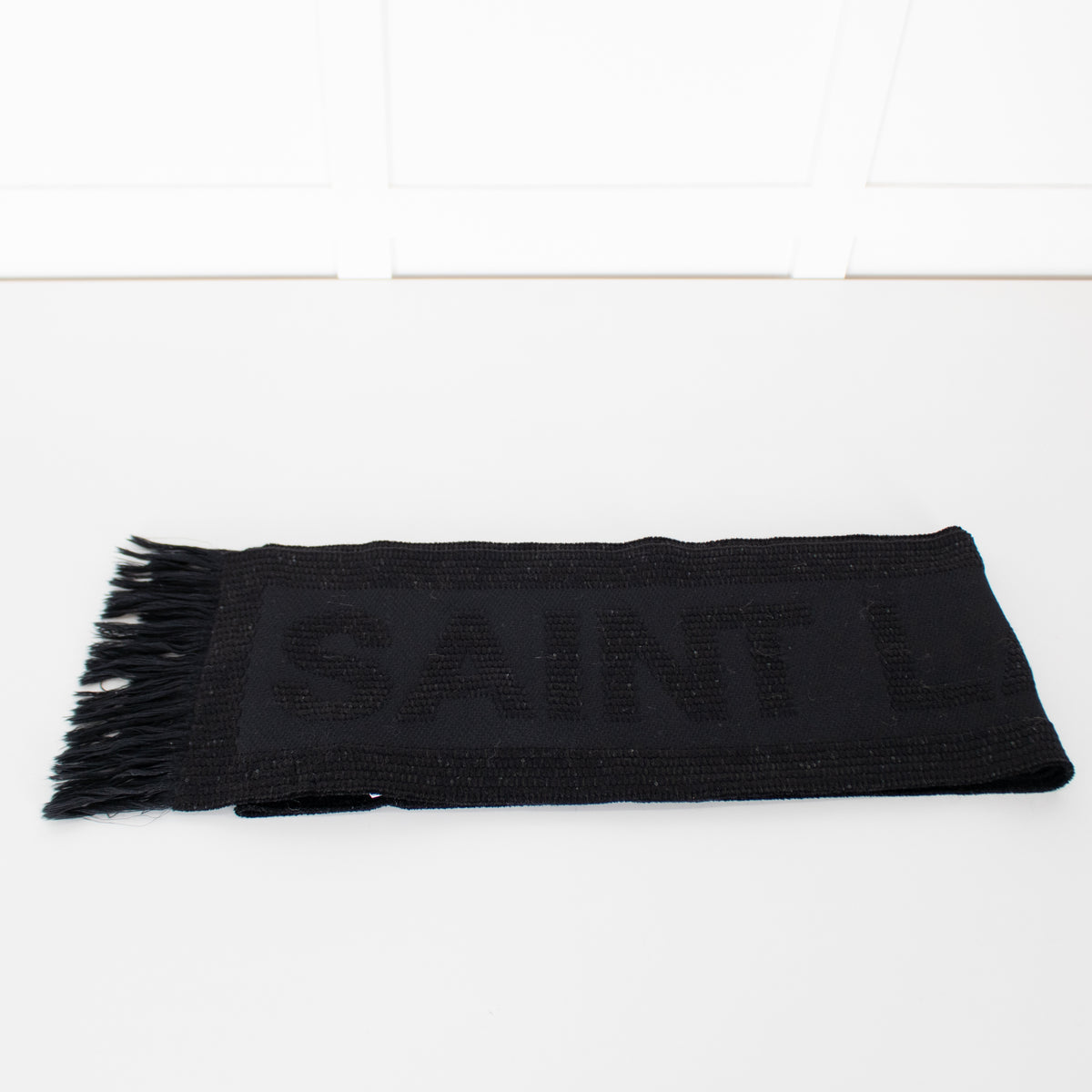 Saint Laurent Fringed Scarf With Logo interwoven