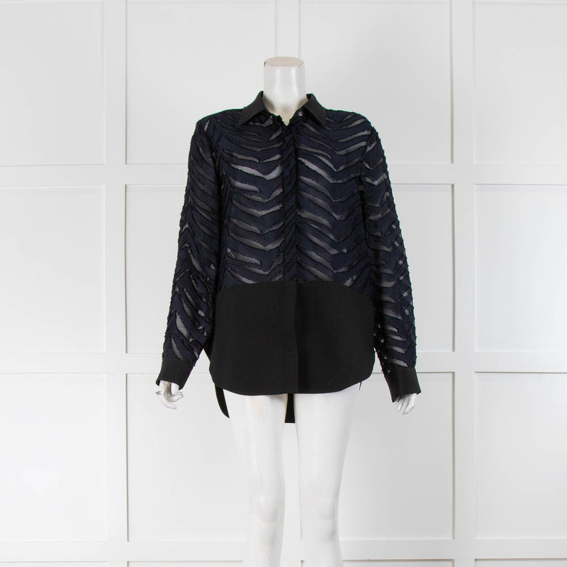 Phillip Lim Navy Zebra Slash Shirt