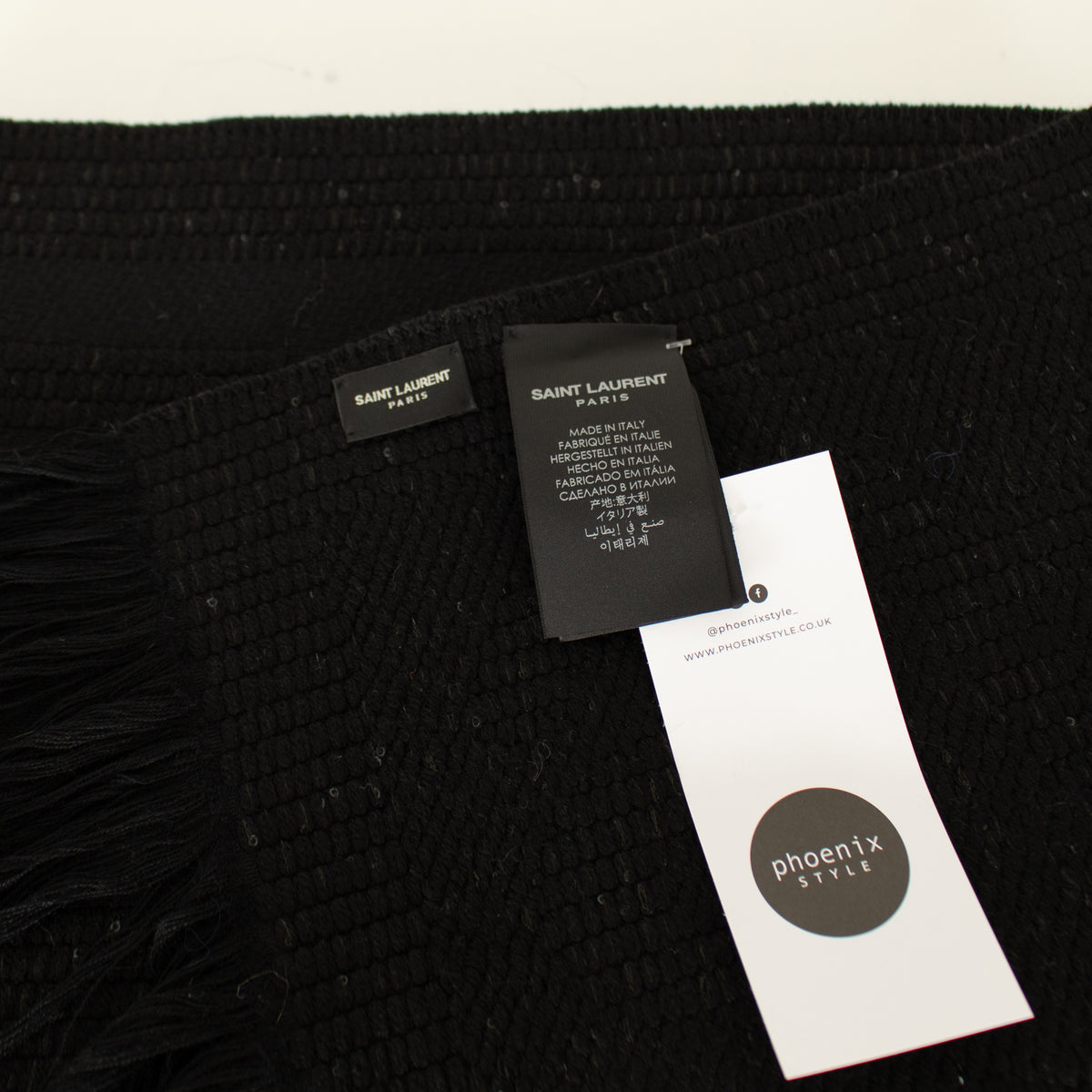 Saint Laurent Fringed Scarf With Logo interwoven