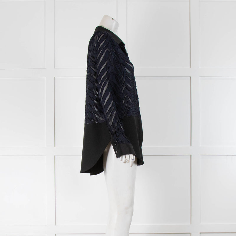 Phillip Lim Navy Zebra Slash Shirt