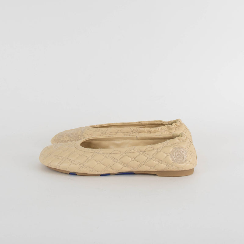 Burberry Sadler Quilted Ballet Flat in Clay