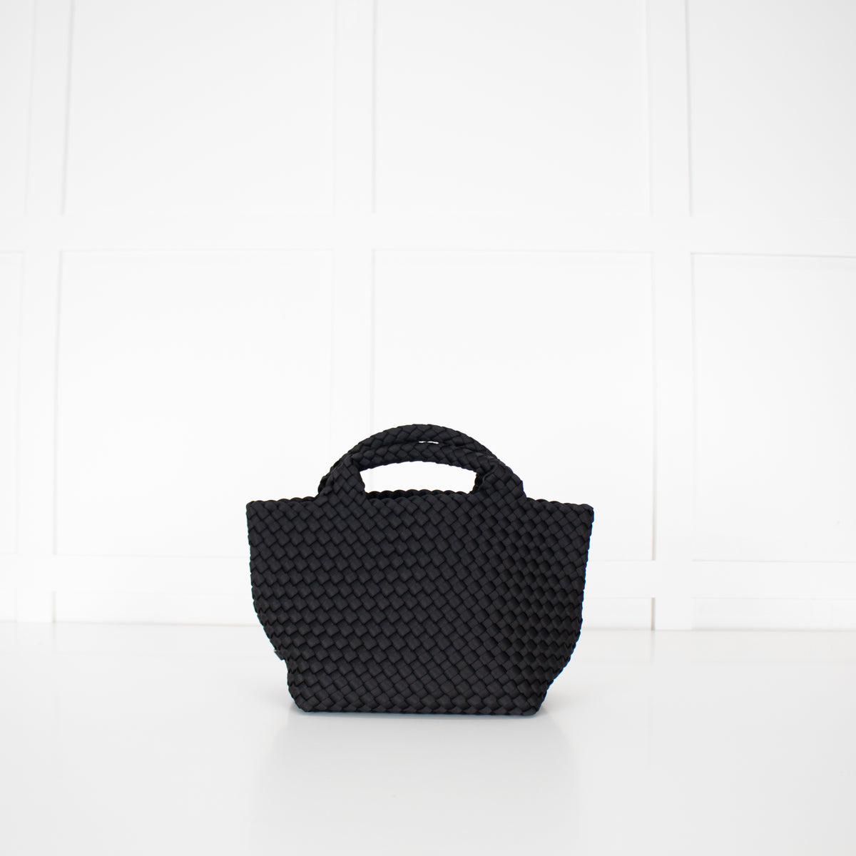 Naghedi Black Woven Small St Barths Top Handle Tote Bag