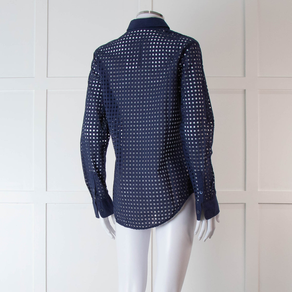 Equipment Navy Perforated Collard Shirt