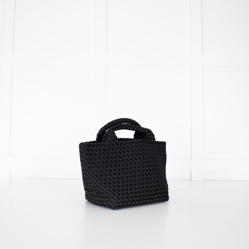 Naghedi Black Woven Small St Barths Top Handle Tote Bag