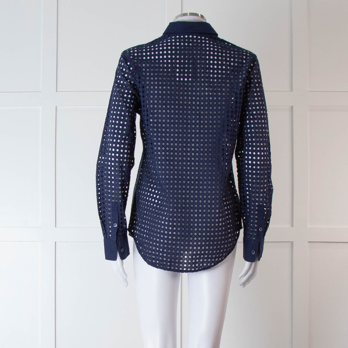 Equipment Navy Perforated Collard Shirt