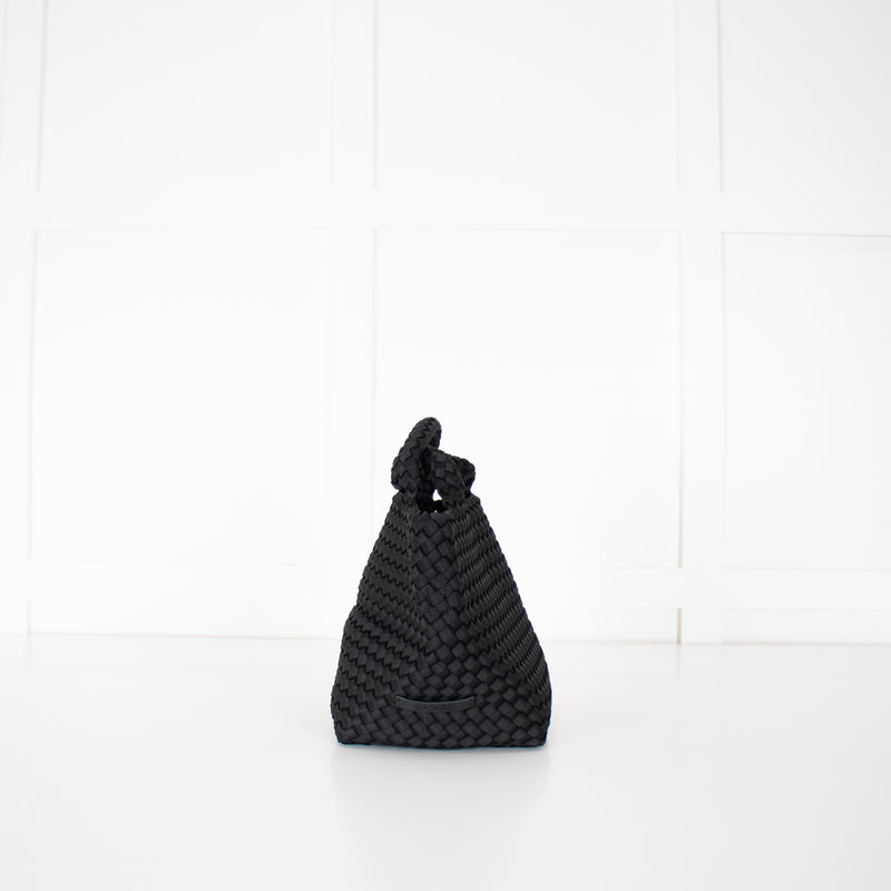 Naghedi Black Woven Small St Barths Top Handle Tote Bag