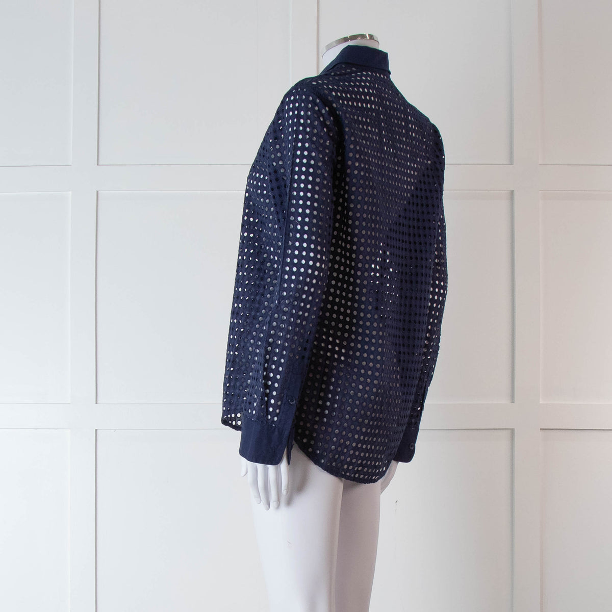 Equipment Navy Perforated Collard Shirt